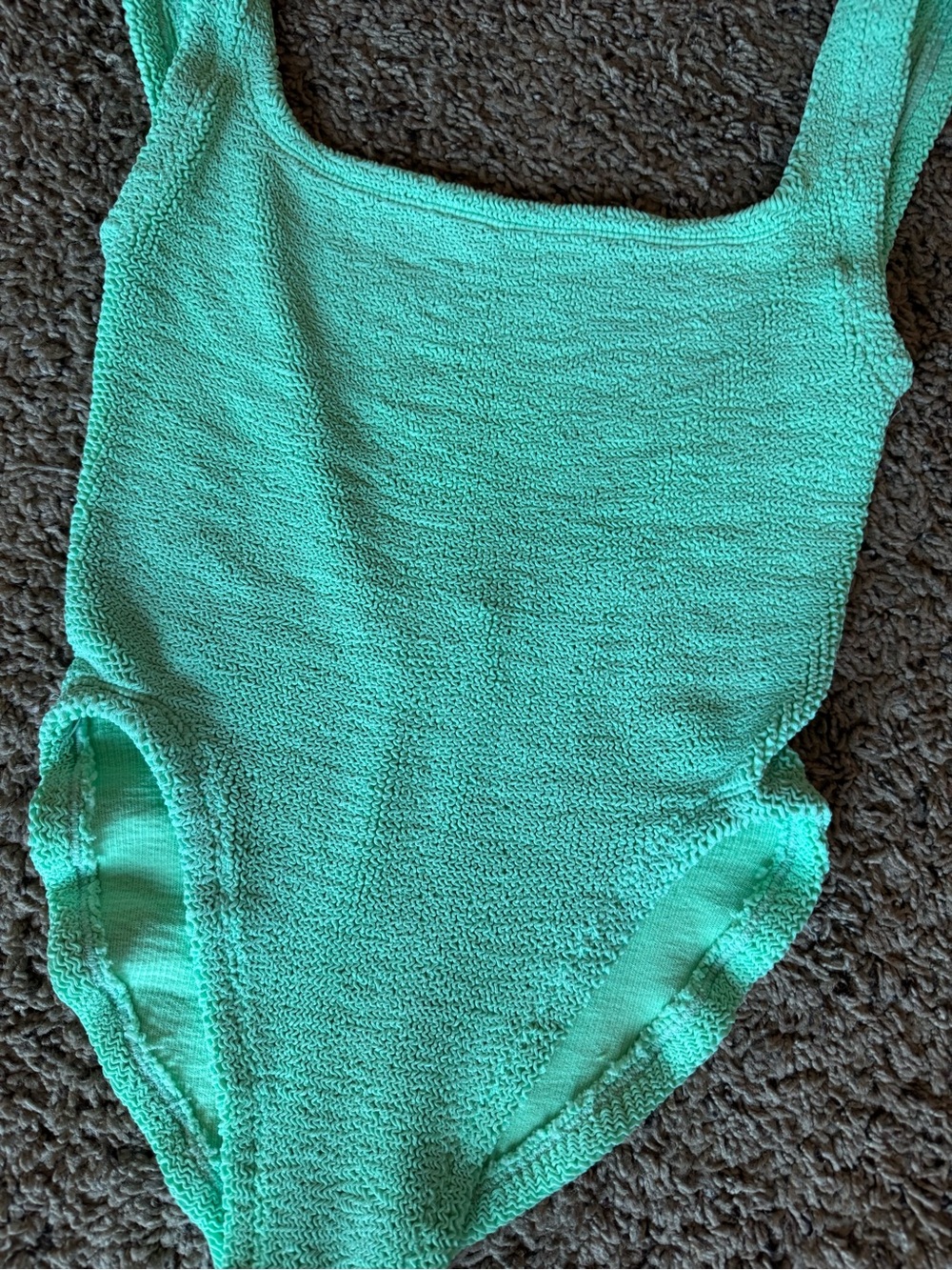 Hunza G Square-neck Crinkled-finish Swimsuit Mint Green Stretchy One Size - Picture 5 of 8